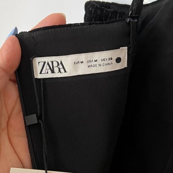 Zara, Ladies Velvet Dotted Mesh Dress - Black. Size: M. NWT. - Picture 4 of 16